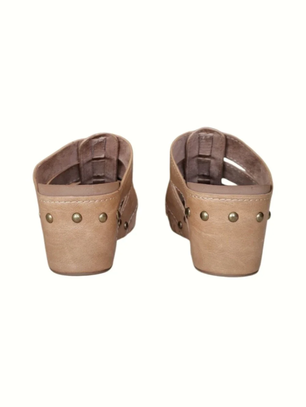 Corkys Tan Faux Leather Cork Platform Wedge Slide Sandals Boho Resort 7